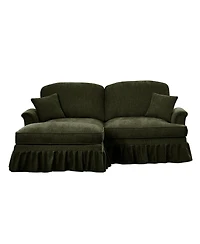 Streamdale Furniture Mid Century Modular L-Shaped Sofa, Chenille, Ottoman, Green