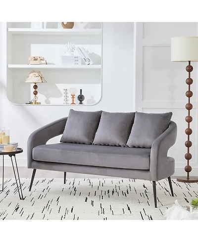 Streamdale Furniture Velvet Loveseat Settee with Pillows - Small Sofa for Small Spaces