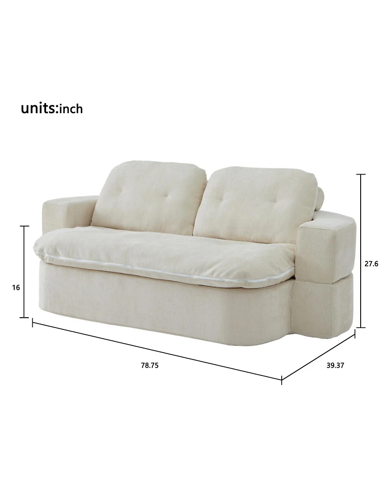 Streamdale Furniture Convertible Chenille Floor Sofa Bed with Pillows & Quilt