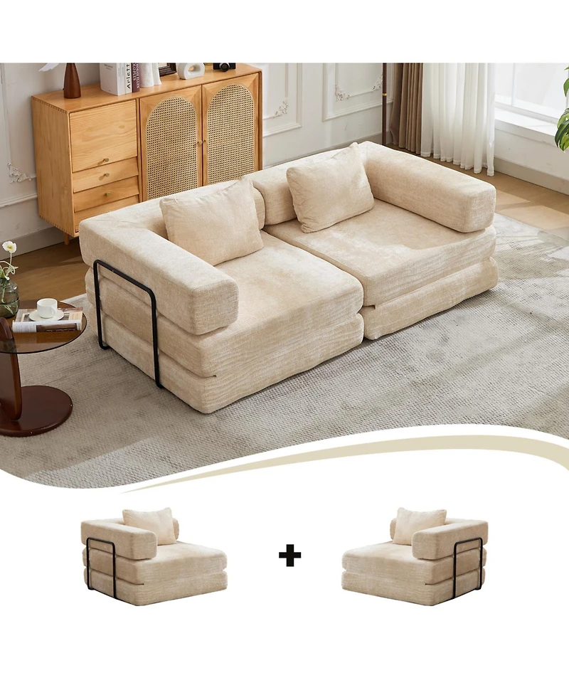Streamdale Furniture Compression Convertible Sofa Bed, Chenille