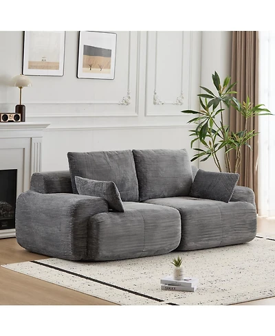 Streamdale Furniture Modern Memory Foam 2-Seater Corduroy Sectional Sofa - Grey