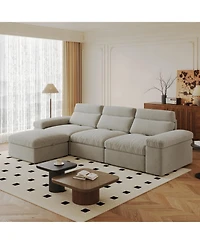 Streamdale Furniture Modular Down & Linen Sofa with Adjustable Back & Storage