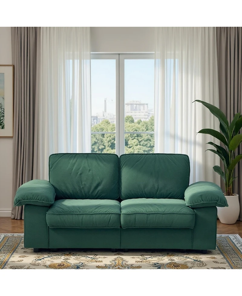 Streamdale Furniture Green Velvet 79" Storage Loveseat - Modern Small Space Sofa
