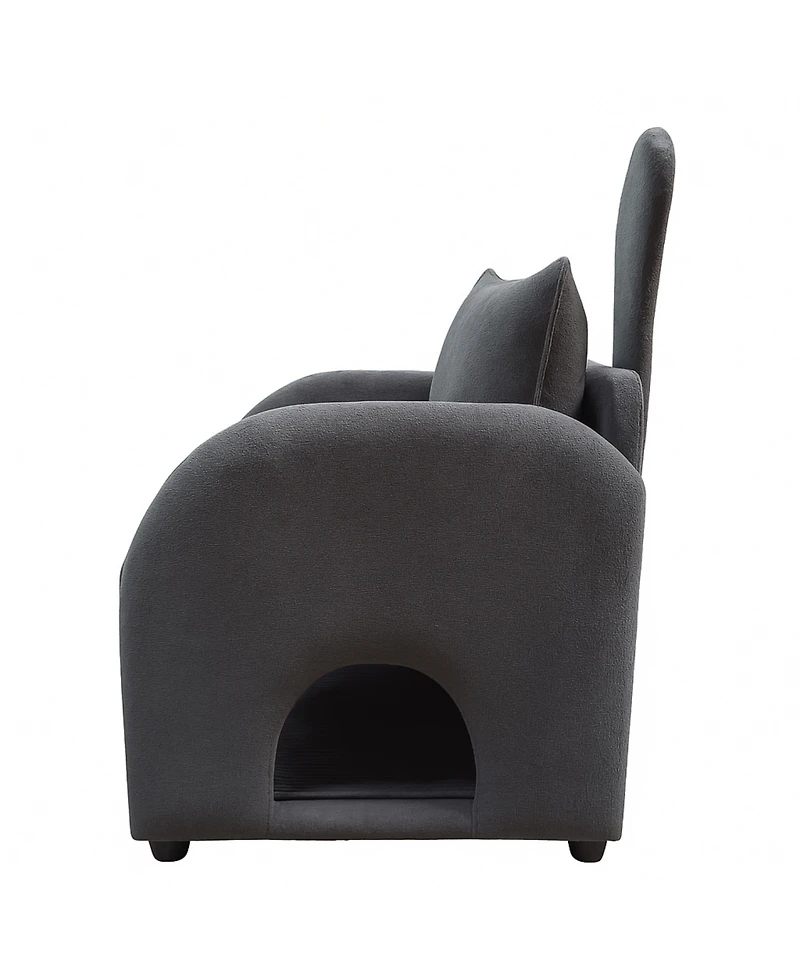 Streamdale furniture Dark Gray Bunny-Ear Pet-Friendly Armchair, Scratch-Resistant, 27.4" x 25.2" x 37.4"