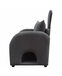 Streamdale furniture Dark Gray Bunny-Ear Pet-Friendly Armchair, Scratch-Resistant, 27.4" x 25.2" x 37.4"