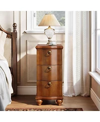 Tribesigns Wood Fully Assembled End Table Set of 2, 3-Drawers Narrow Slim Side Table, No Assembly Required, Nightstand