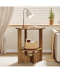 Tribesigns Round End Table with Storage, 2-Tier Tall Side Table for Living Room
