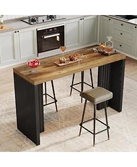 Tribesigns Home Bar Unit, 55.12-Inch Table with a Faux Marble Finished Tabletop, Modern Freestanding Mini for Kitchen, Living Room, Balco