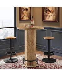 Tribesigns Round Bar Table with Chairs, Industrial Bistro Sets with 2 barstools, Pub Cocktail Table