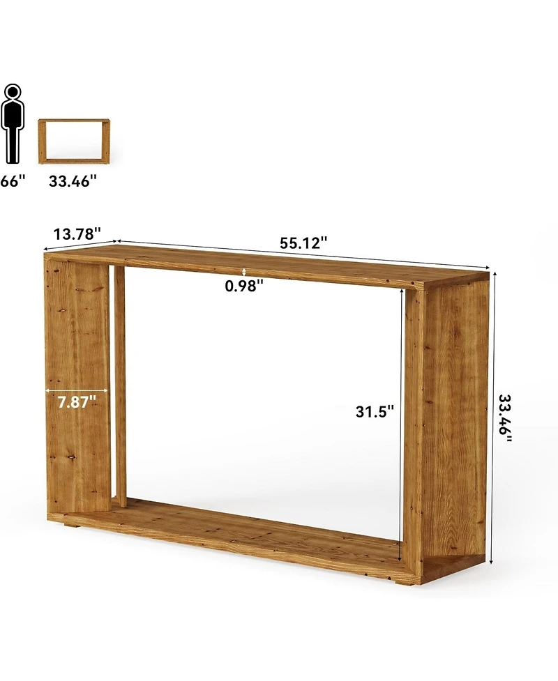 Tribesigns 2-Tier Solid Wood Console Table for Living Room, 55" Farmhouse Entryway Table