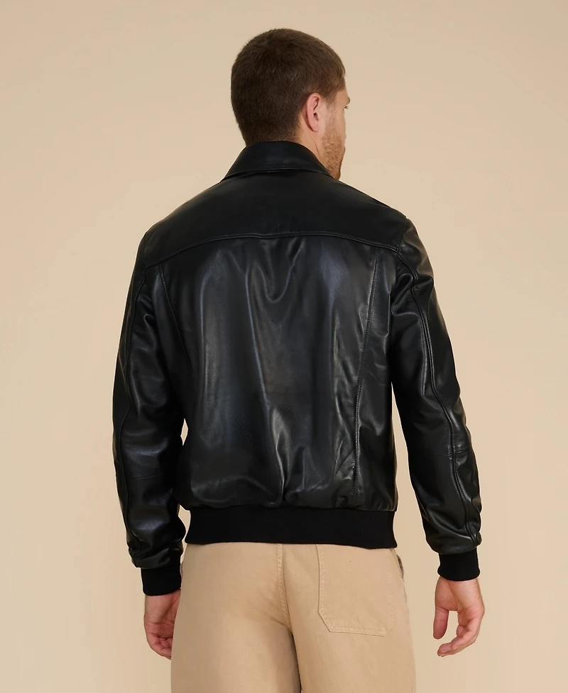 Furniq Uk Men's Leather Bomber Jacket