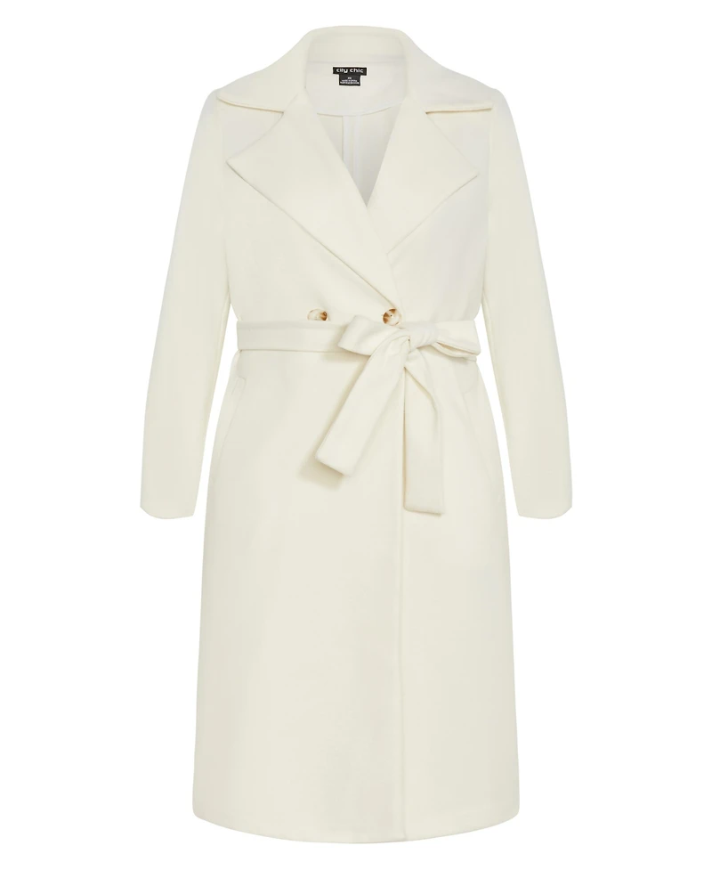 City Chic Plus Riley Row Belted Coat