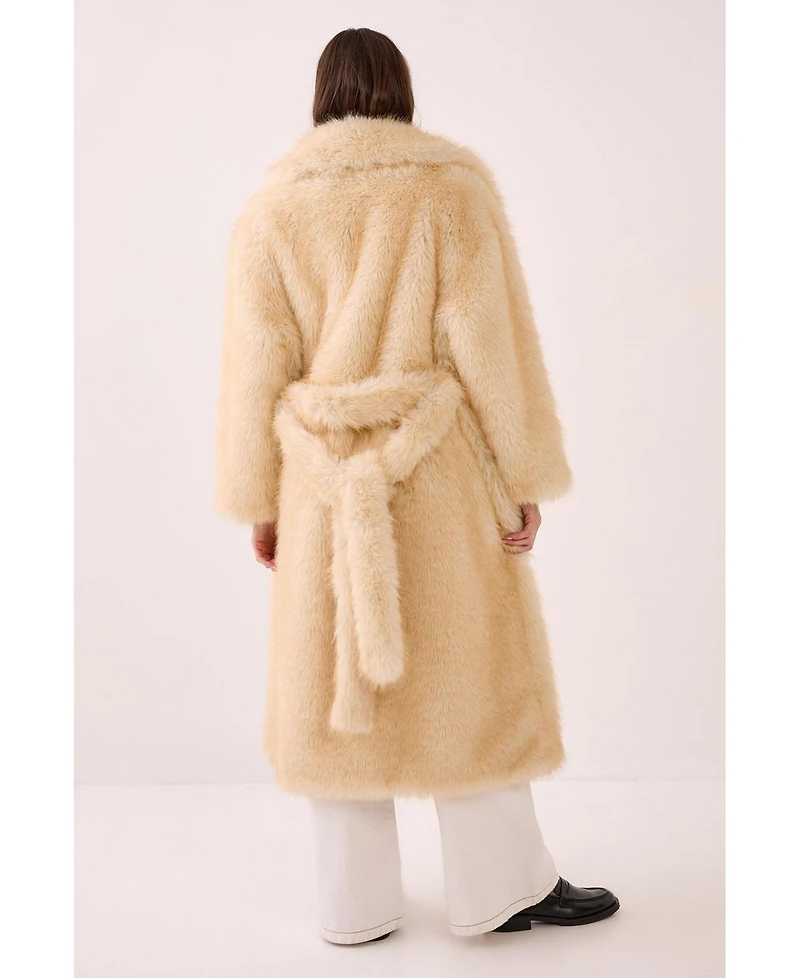 Nasty Gal Women's Belted Tipped Faux Fur Coat