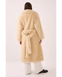 Nasty Gal Women's Belted Tipped Faux Fur Coat