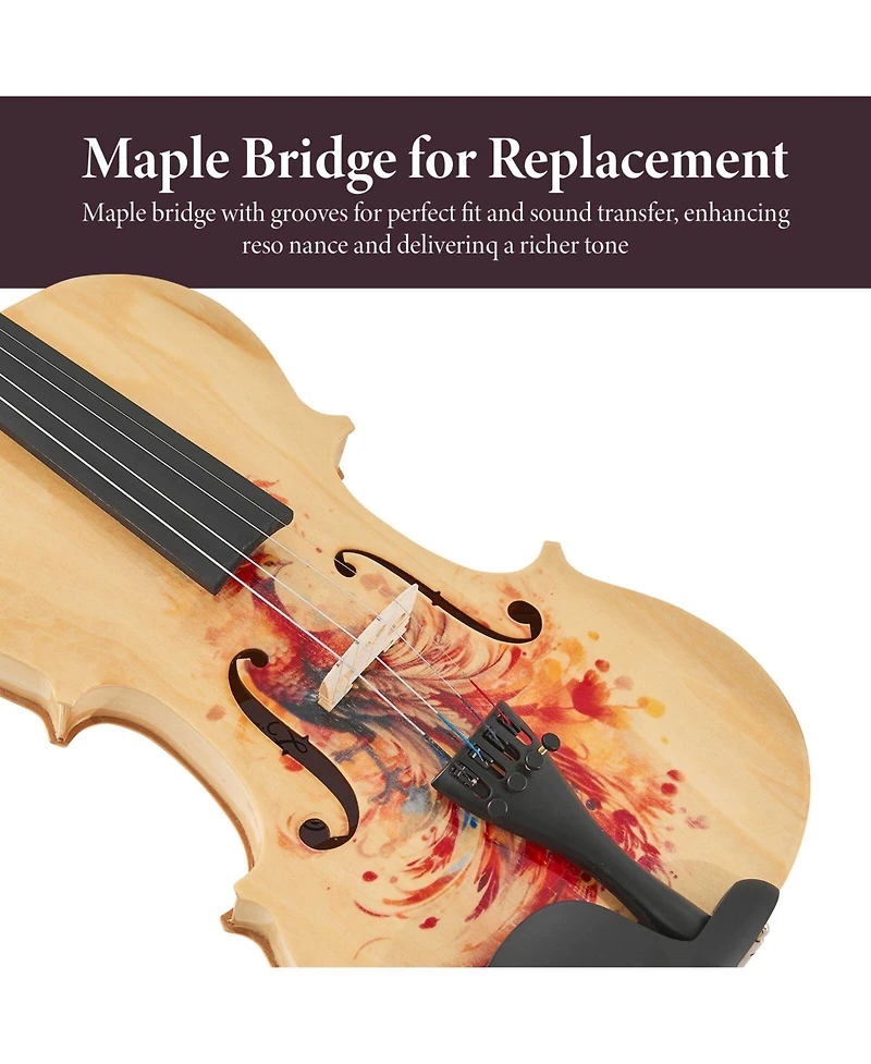 Yescom Beginner Violin Full Size 4/4 Solid Wood Full Set with Carry Case Mute Bow Shoulder Rest for Student Adults Starter Unique Peacock