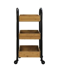 Oceanstar Portable Storage Cart with 3 Easy Removable Bamboo Trays
