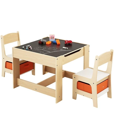 Slickblue Kids Table and Chair Set Wooden Activity Table with Storage Boxes for Art and Craft