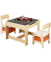 Slickblue Kids Table and Chair Set Wooden Activity Table with Storage Boxes for Art and Craft