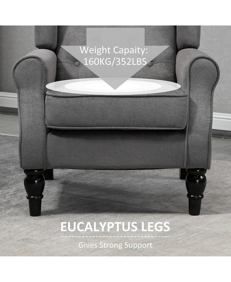 Homcom Accent Chair Button-Tufted Armchair with Wingback Round Arms