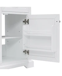 Clihome 36-Inch Bathroom Vanity with Ceramic Sink Top,Freestanding Storage Cabinet with Metal Finish