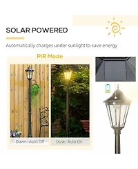 Outsunny 77" Outdoor Solar Light Post, Motion Activated Lamp
