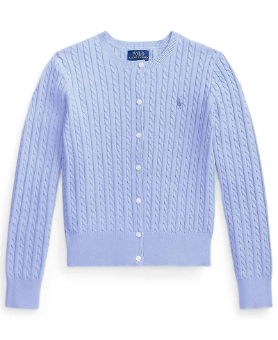 Polo Ralph Lauren Girls' 7-16 Mini-Cable Button Front Cardigan