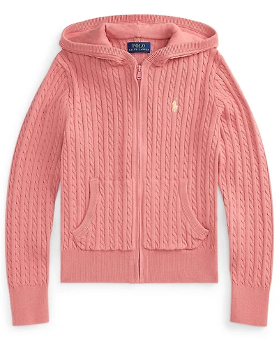 Polo Ralph Lauren Girls' 7-12 Mini-Cable Full-Zip Hoodie