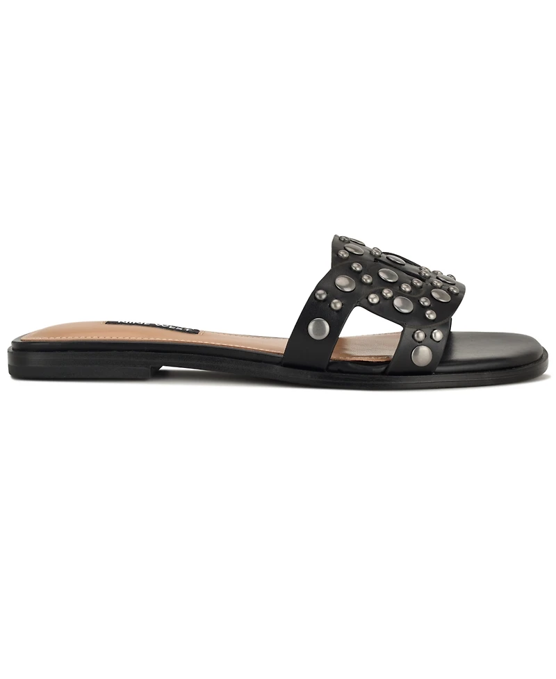 Nine West Women's Gomaz Embellished Flat Slip-On Sandals