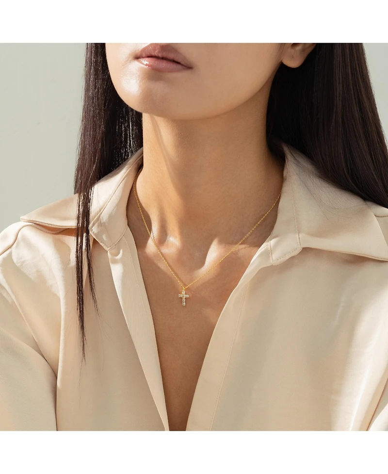 Bearfruit Jewelry 14k Gold Plated Evelina Crystal Cross Necklace Holiday Gift Guide