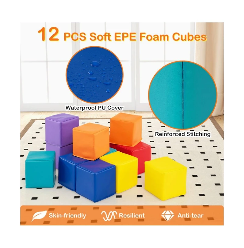 Hongge 12 Piece Soft Foam Building Blocks Set