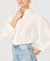 Astr the Label Women's V-Neck Button Front Top