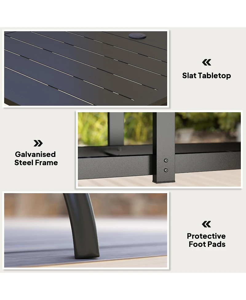 Outsunny Outdoor Dining Table with Umbrella Hole, Patio Dining Table