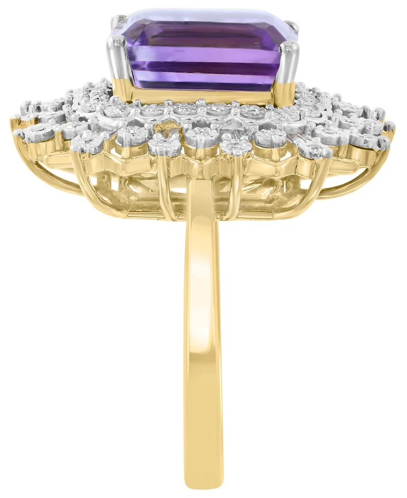Effy Collection Amethyst (3-1/4 ct. t.w.) And Diamond (1/4 ct. t.w.) Ring in Gold over Silver