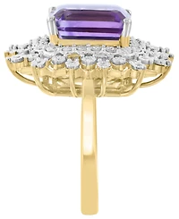 Effy Collection Amethyst (3-1/4 ct. t.w.) And Diamond (1/4 ct. t.w.) Ring in Gold over Silver