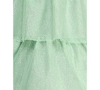 Emerald Sundae Juniors' Strapless Tiered Lace-Up Back Gown