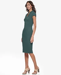 Calvin Klein Women's Scuba Crepe Split V-Neck Sheath Dress