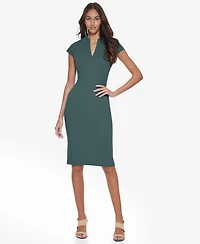 Calvin Klein Women's Scuba Crepe Split V-Neck Sheath Dress