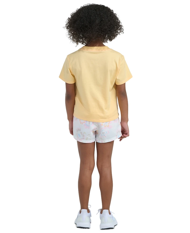 adidas Girls' 2T-6 Short-Sleeve T-Shirt and Printed Woven Shorts, 2-Piece Set