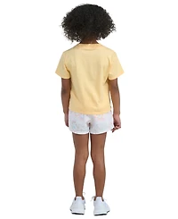 adidas Girls' 2T-6 Short-Sleeve T-Shirt and Printed Woven Shorts, 2-Piece Set