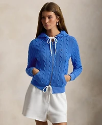 Polo Ralph Lauren Women's Cable-Knit Cotton Full-Zip Hoodie Sweater