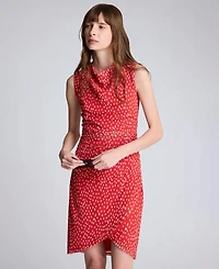 Kenneth Cole Women's Cowl Neck Polka Dot Side Asymmetrical Mini Dress