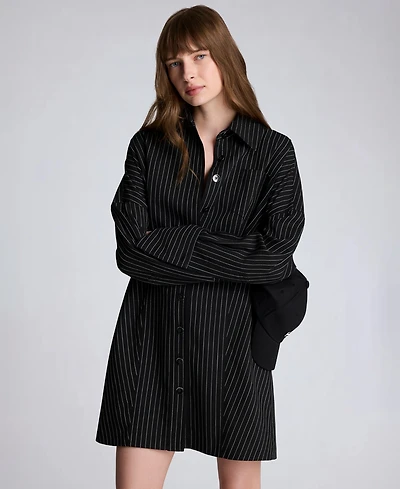 Kenneth Cole Women's Collared Pinstripe Shirt Dress