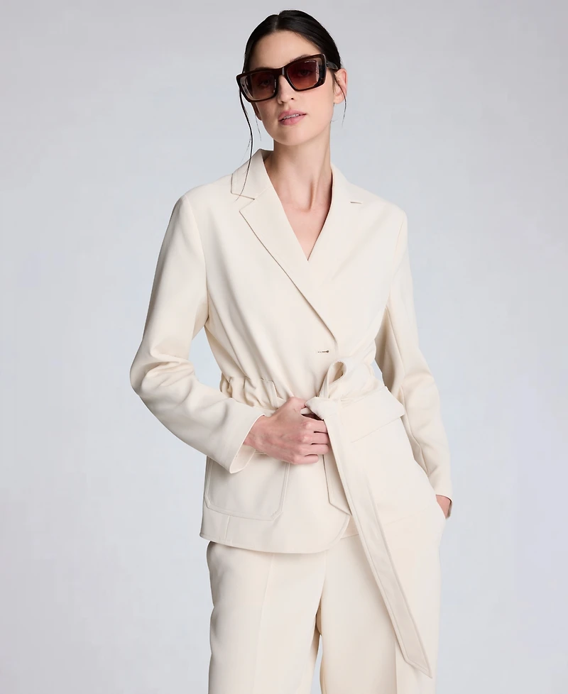 Kenneth Cole Women's Notch Collar Vision Twill Belted Jacket