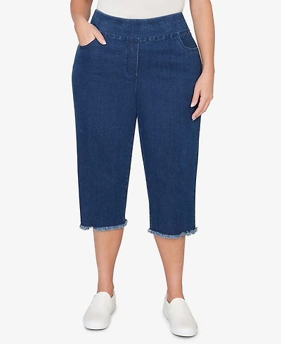 Alfred Dunner Plus Classic Stretch Stripe Clamdigger Capri Pants