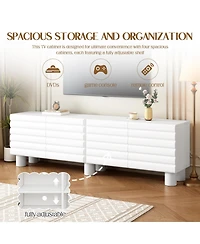 Streamdale Furniture Cream Tv Stand Console - 75" Tv, Adjustable Shelves