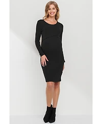 Hello Miz Maternity Long Sleeve Bodycon Nursing Dress
