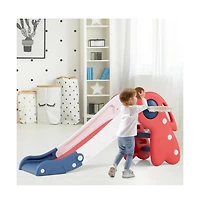 Hongge Kids Folding Slide and Climber Playset with Basketball Hoop and Indoor Outdoor Fun