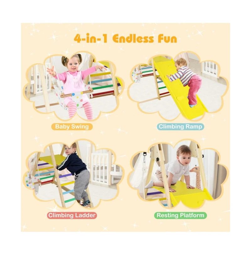 Hongge 4 in 1 Indoor Jungle Gym with Baby Swing and Ramp