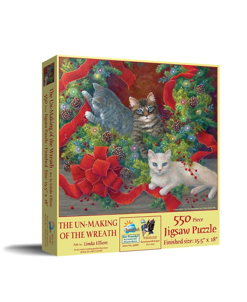 SunsOut The Unmaking of the Wreath 550 piece Jigsaw Puzzle for Adults Christmas