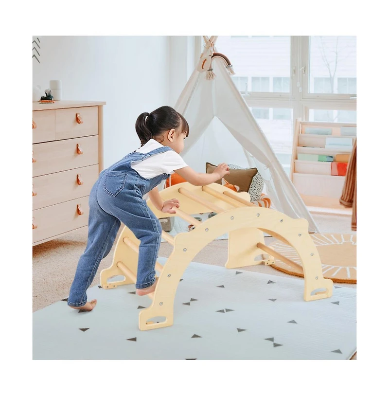 Hongge Kids Montessori Climbing Arch and Sensory Activity Table with Multi Skill Play Features